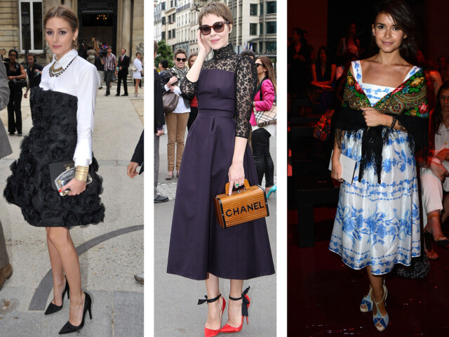 I VIDE SKJØRT: Olivia Palermo på Valentino-visning og Ulyana Sergeenko og Miroslava Duma på Elie Saab. Foto: All Over Press I VIDE SKJØRT: Olivia Palermo på Valentino-visning og Ulyana Sergeenko og Miroslava Duma på Elie Saab. Foto: All Over Press